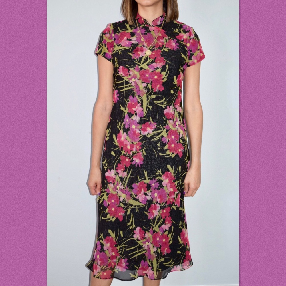 90’s floral & polka dot midi dress
